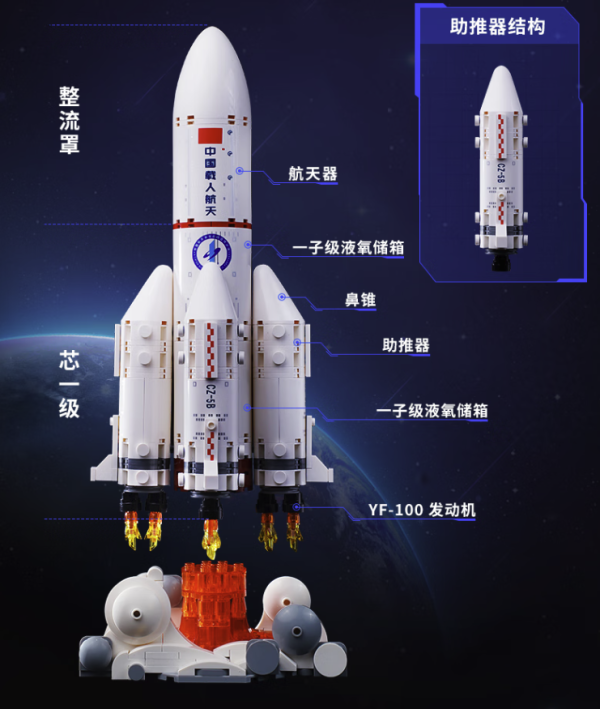 奇妙积木 keeppley 太空系列 K10230 长征五号B运载火箭