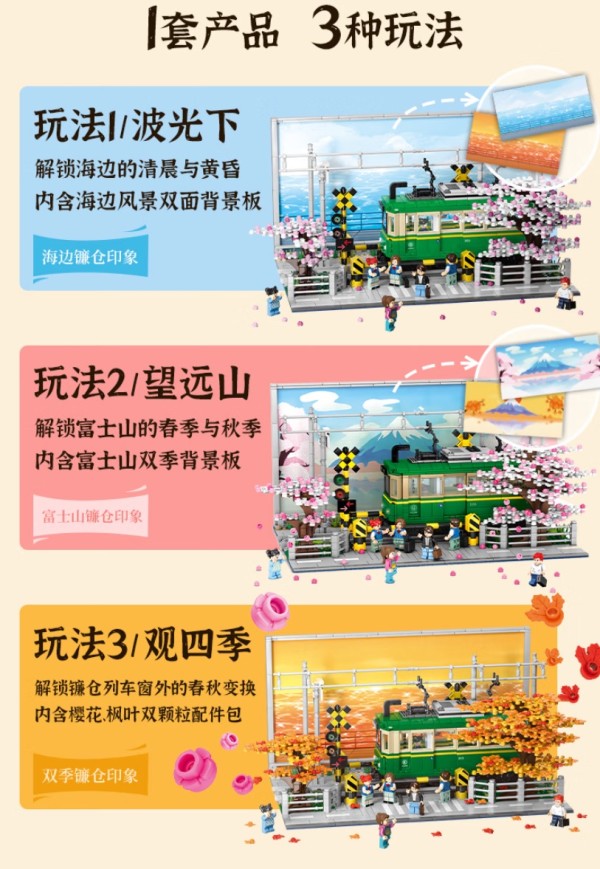 未及 WeKKi 镰仓列车拼搭积木 春季樱花秋季枫叶国庆节女生