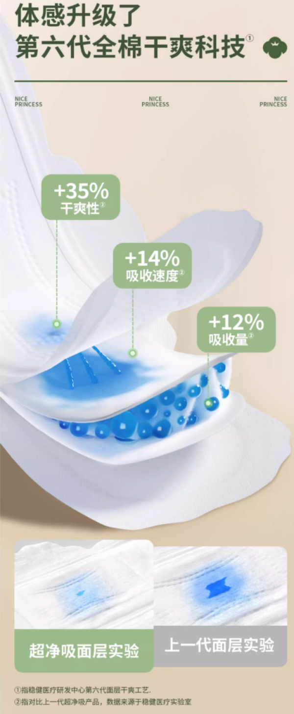 全棉时代 超净吸系列 日夜两用卫生巾 290mm*8片/袋