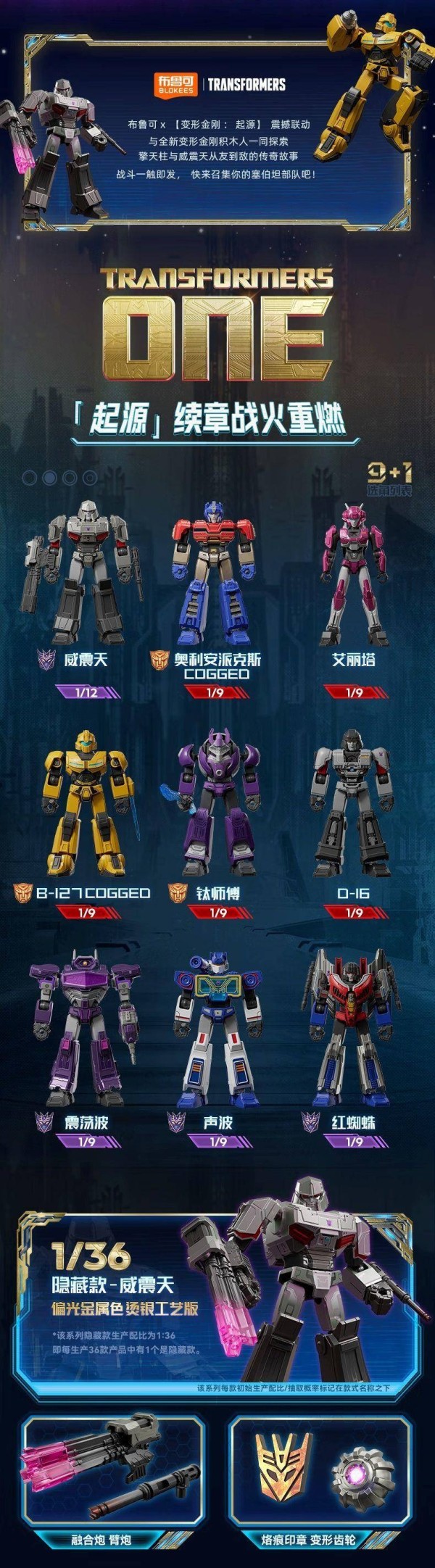 布鲁可积木 变形金刚群星版系列 71107 第7弹 起源 WAVE 2【端盒，内含9只】
