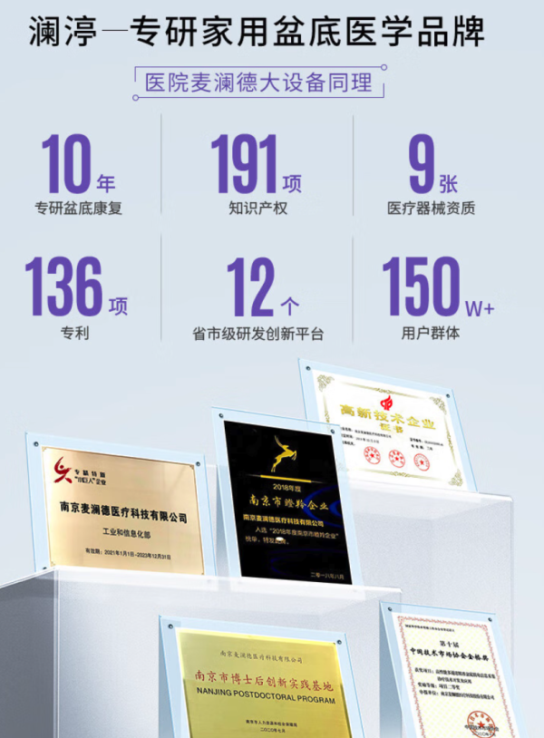 澜渟 WRIGHTIN 洛澜PRO 盆底肌修复仪【盆地+腹直肌修复】