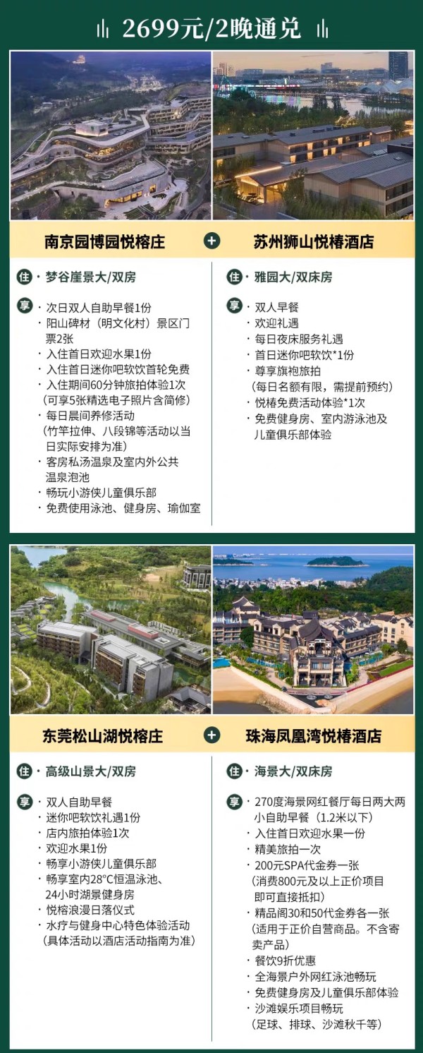 必囤！悦榕集团双城记全国10城14店1+1度假套餐