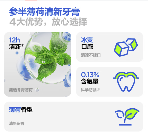 参半 薄荷清新牙膏 茶薄荷味60g