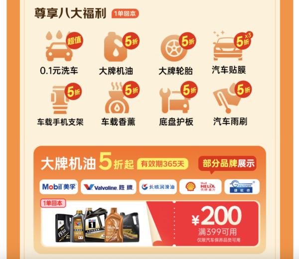 京东汽车 京东震骨权益卡，内含10张券价值6188元