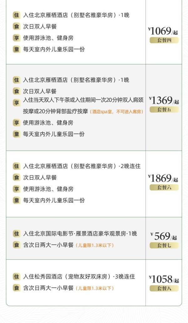 【双11】雁栖岛旗舰店1-3晚多店通兑+多重核销权益