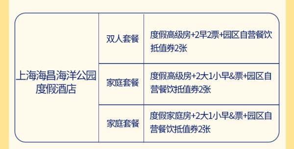 【嗨购双11】上海海昌海洋公园度假酒店2天1晚亲子套餐含门票