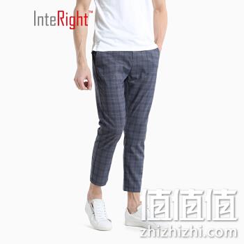  男子格纹九分休闲裤