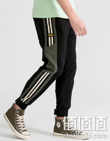  三福 男士条纹拼接长裤