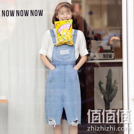  韩都衣舍 女士牛仔背带裙