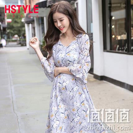 韩都衣舍 女士喇叭袖连衣裙