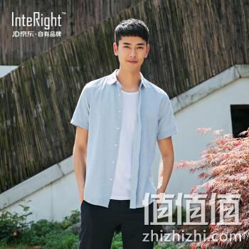  INTERIGHT 男士棉麻短袖衬衫