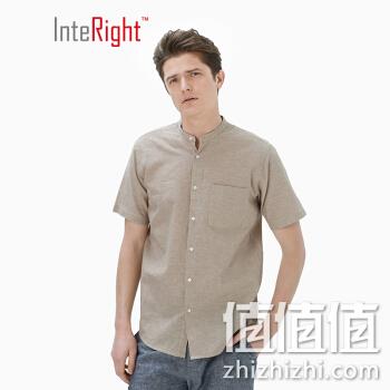  INTERIGHT  麻棉混纺休闲立领短袖