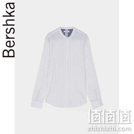  Bershka 男子立领商务条纹长袖衬衫