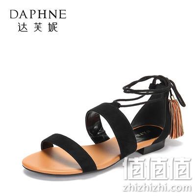  Daphne/达芙妮一字宽面罗马鞋 流苏凉鞋 1017303164--