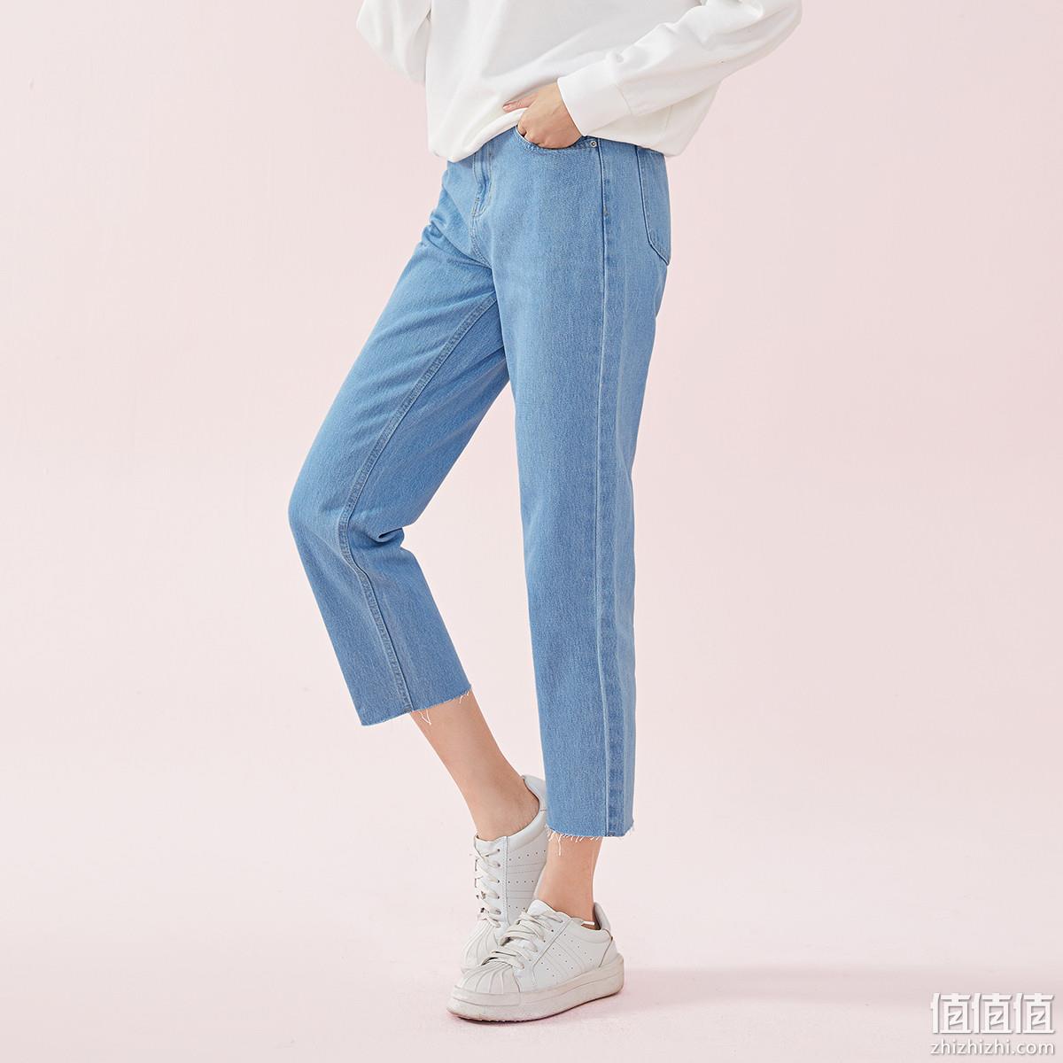  森马2019新款显瘦裤直筒牛仔裤女