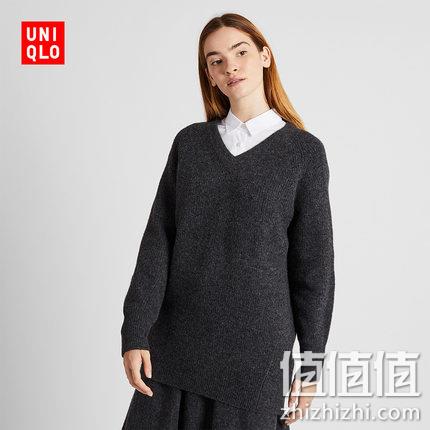  优衣库 女士V领针织长衫
