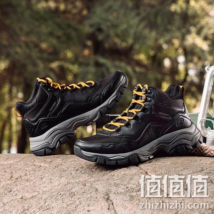  男子拼接工装绑带鞋