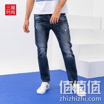  磨破牛仔长裤