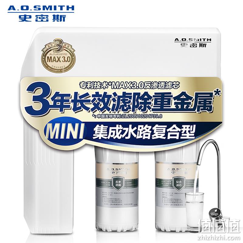  AO史密斯（A.O.Smith）厨下式家用直饮净水器R600ETD1 小体积 1.6升大流量净水机纯水机