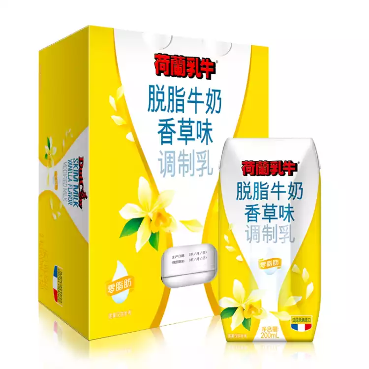  荷兰乳牛 法国原装进口 脱脂牛奶 香草味 200ml*12
