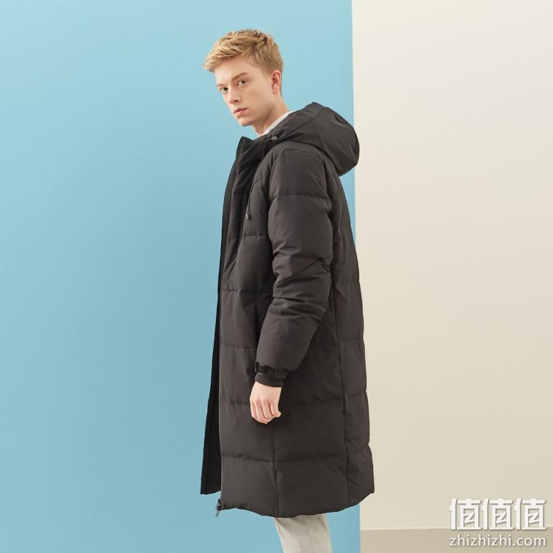  美特斯邦威羽绒服男2018冬季新款潮流修身防水拉链保暖长款羽绒服