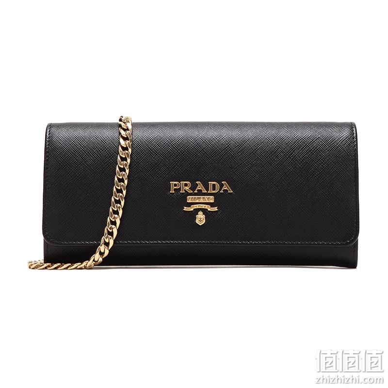  PRADA 普拉达 女士黑色牛皮单肩斜挎包链条包 1BP290 NZV F0002 V COW	