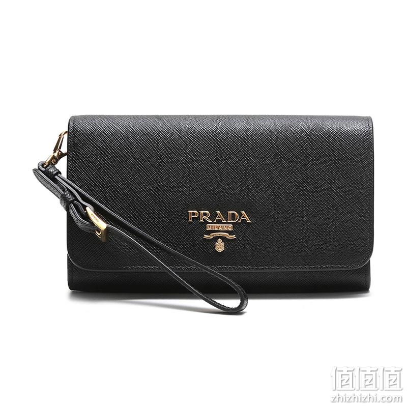  PRADA 普拉达 女士黑色皮革手拿包钱包 1DF002 QWA F0002	