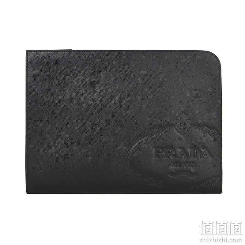  PRADA 普拉达 男士黑色皮革手拿包 2VN003 9Z2 F0002 V OLO	