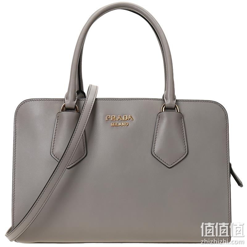  PRADA 普拉达 女士灰色黑色牛皮手提单肩斜挎包 1BA069 2AIX F0N31 V OOT	