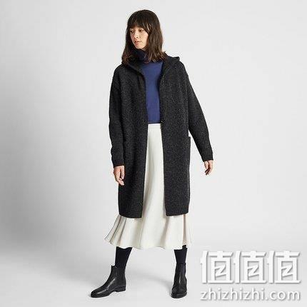  UNIQLO 优衣库 420515 羊毛混纺连帽针织大衣