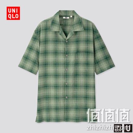  U系列 麻棉格子开领衬衫(短袖) 427334