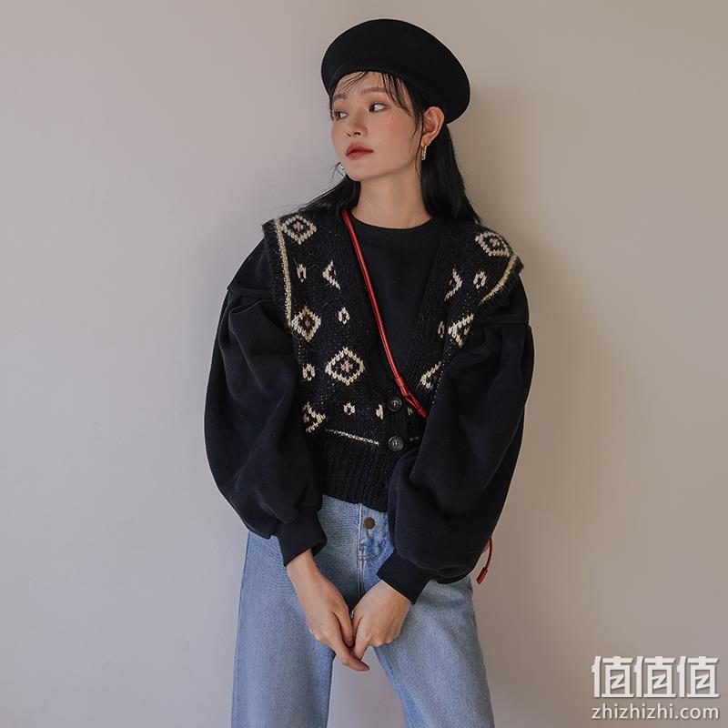  韩都衣舍 新款V领开衫马甲
