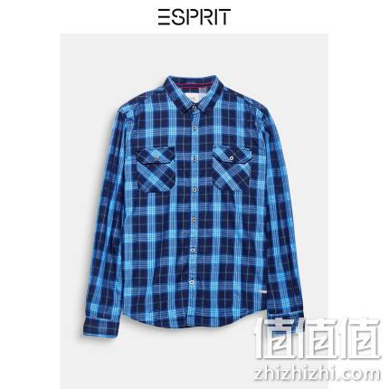  ESPRIT 男子撞色格子长袖衬衫