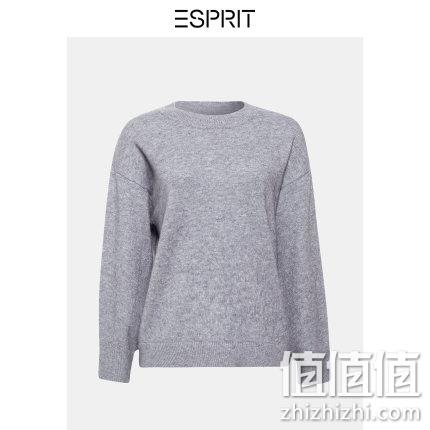  不对称纯色圆领上衣