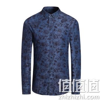 ARMANI EXCHANGE 阿玛尼奢侈品男士牛仔衬衫 6GZC60-Z1KYZ DENIMBLUPRT-7514 M	