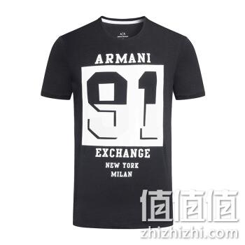  ARMANI EXCHANGE阿玛尼奢侈品男士短袖针织T恤衫3ZZTDJ-ZJE6Z BLACK-1200 XS	