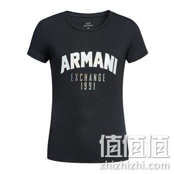  ARMANI EXCHANGE 阿玛尼奢侈品女士短袖针织T恤衫 3ZYTBR-YJA8Z BLACK-1200 S	