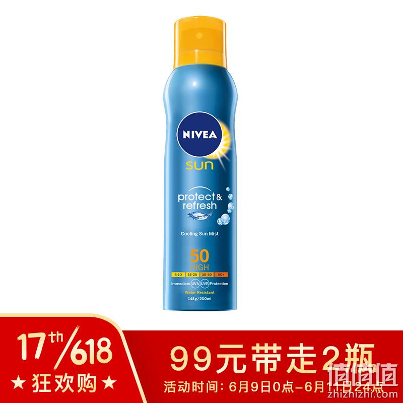  妮维雅(NIVEA)冰爽透明防晒气雾200ml（防晒喷雾 户外SPF50 德国进口 男女护肤适用）