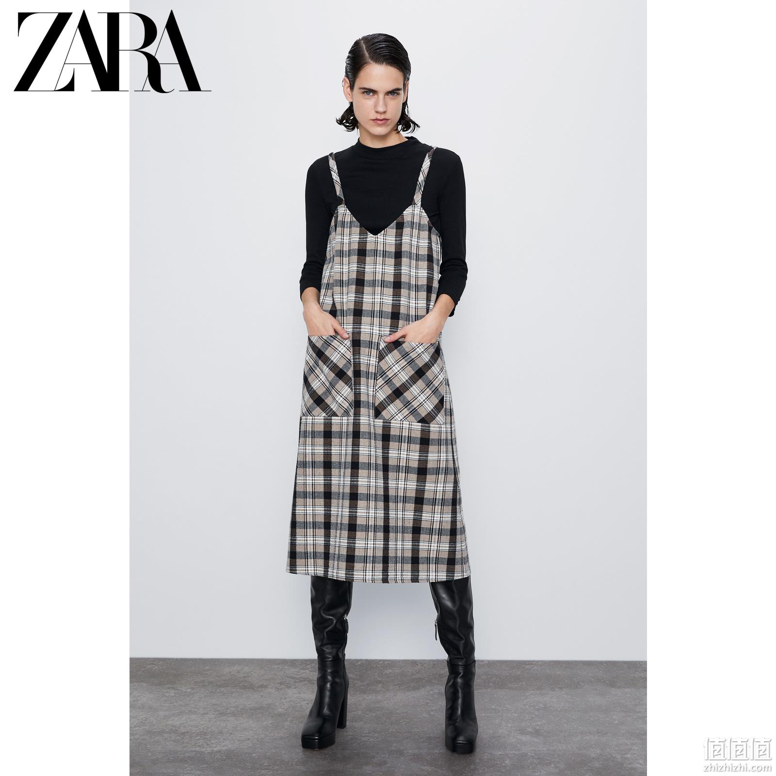  ZARA 女装 吊带格子连衣裙