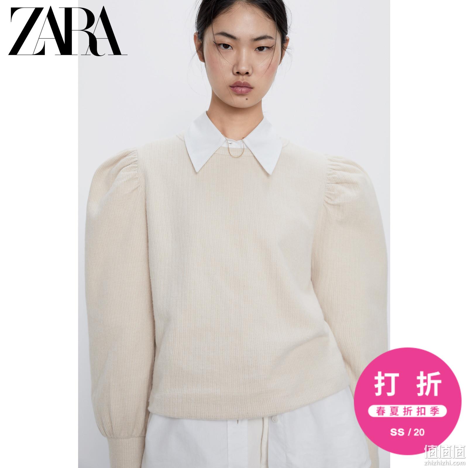  ZARA女装 蓬蓬袖柔软触感针织衫