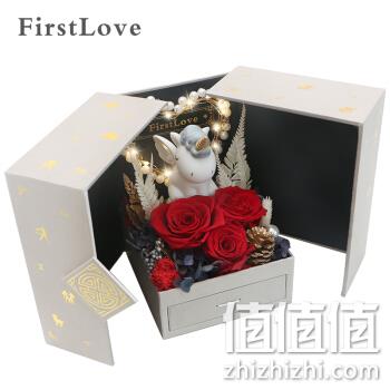  FirstLove 玫瑰花独角兽摆件鲜花礼盒