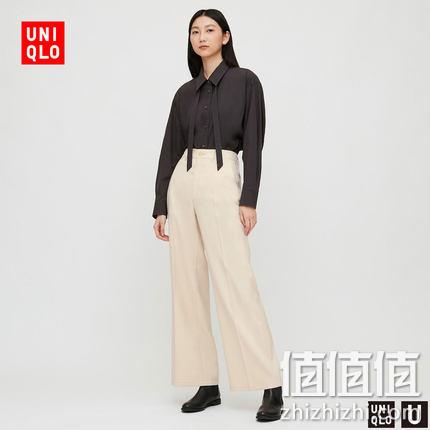  优衣库 设计师合作款 女装斜纹宽腿裤