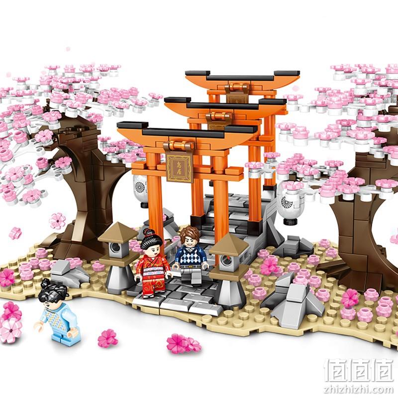 森宝积木 樱花系列 樱丛千鸟居 647颗粒