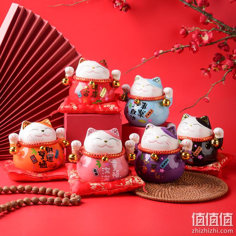  招财猫摆件家用创意陶瓷存钱罐