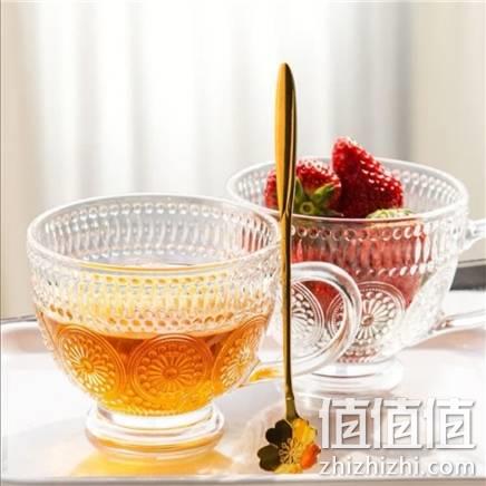  萌物坊  家用浮雕玻璃杯 透明 1只装