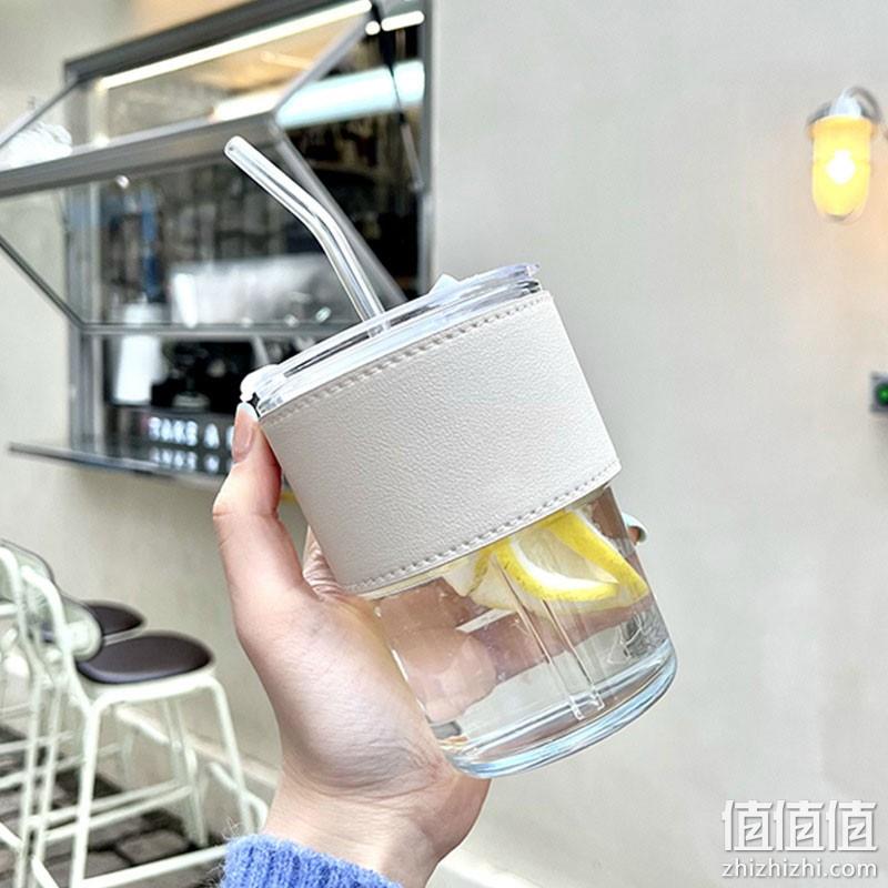  萌物坊 网红带吸管奶茶咖啡杯 透明1个装