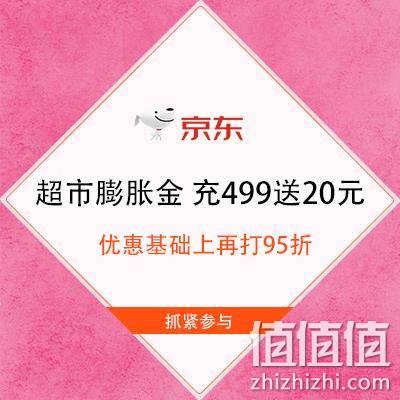  促销活动：京东 超市膨胀金 充499送20元 优惠基础上再打95折