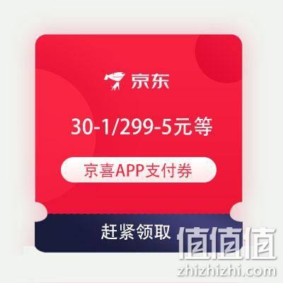  鸽子腿：京喜618 满30-1、299-5、999-10元 京东支付券