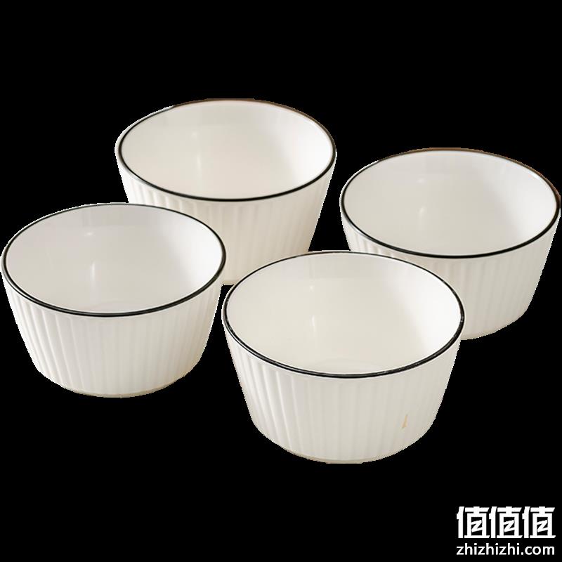  诚力佳作 北欧风釉下彩陶瓷碗 4.5英寸*5个