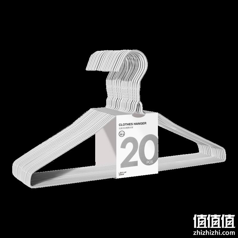  生活无忧 加粗无痕衣架 灰色20个